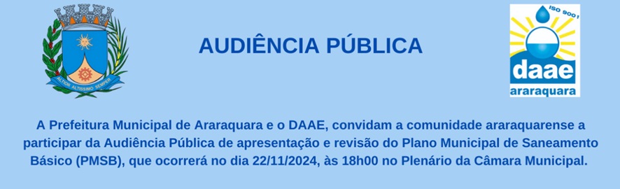 CONSULTA E AUDIÊNCIA PÚBLICA PARA REVISÃO DO PLANO MUNICIPAL DE SANEAMENTO BÁSICO