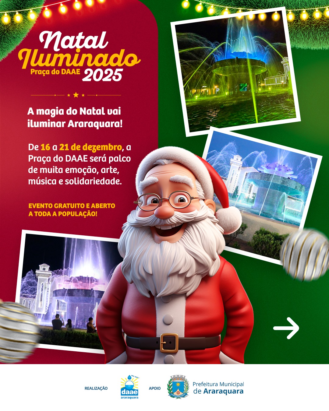 NATAL ILUMINADO DO DAAE TRAZ ARTE, CULTURA E SOLIDARIEDADE EM SEIS DIAS DE PROGRAMAÇÃO