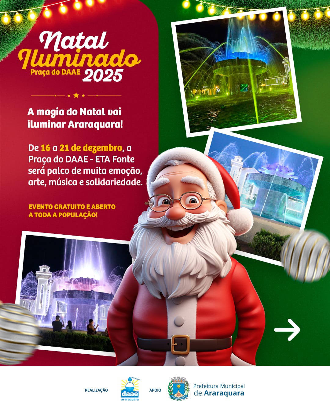 HOJE COMEÇA O NATAL ILUMINADO DO DAAE!
