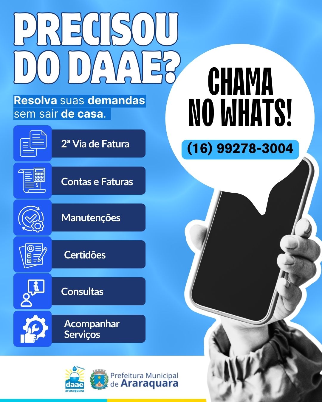 AGORA O DAAE TEM WHATSAPP. CONFIRA NO VÍDEO!